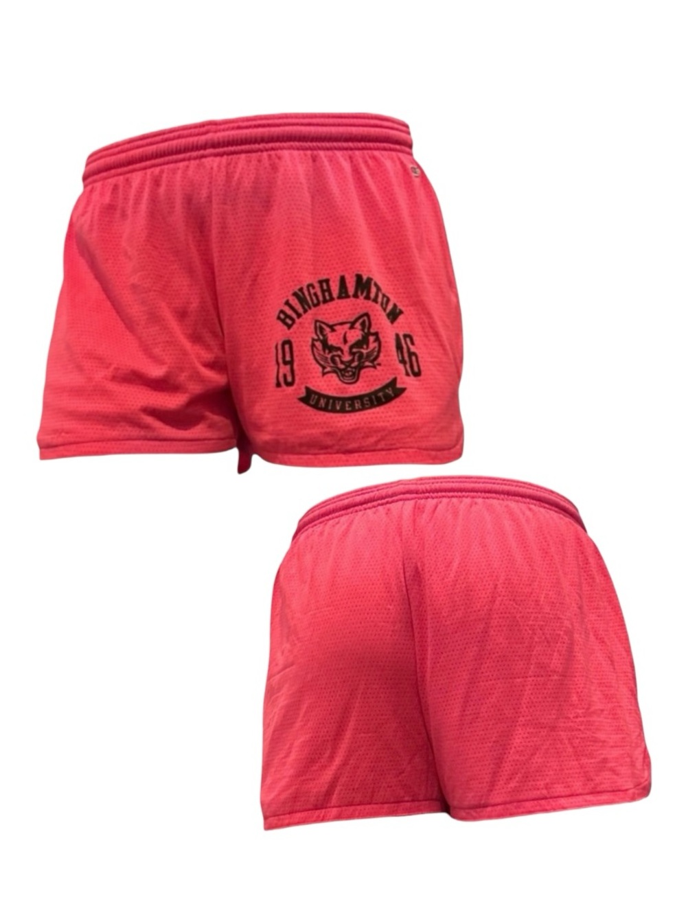 Champion Pink Women's Athletic Mesh Shorts with Binghamton Logo